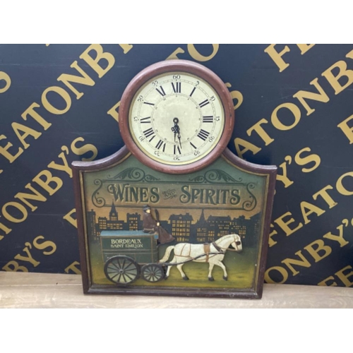 304 - Wines & spirits wall clock sign