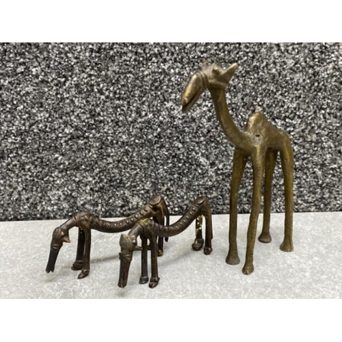 321 - Mem 2 stylised Benin bronze animals (anteaters?) and a dromedary camel