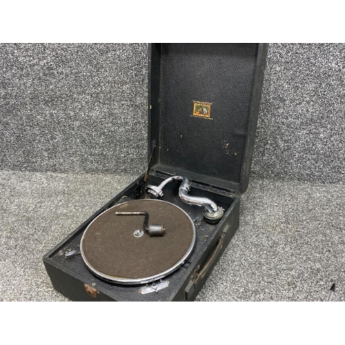 352 - Vintage HMV gramophone with handle (portable)