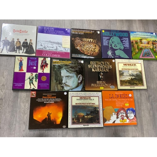 362 - Total of 12 vinyl record box sets including Mozart Don Giovanni, Beethoven symphonies, Don Carlo (st... 