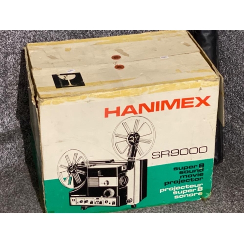 366 - Hanimex SR9000 Super 8 sound movie projector with original box together with a portable projector sc... 