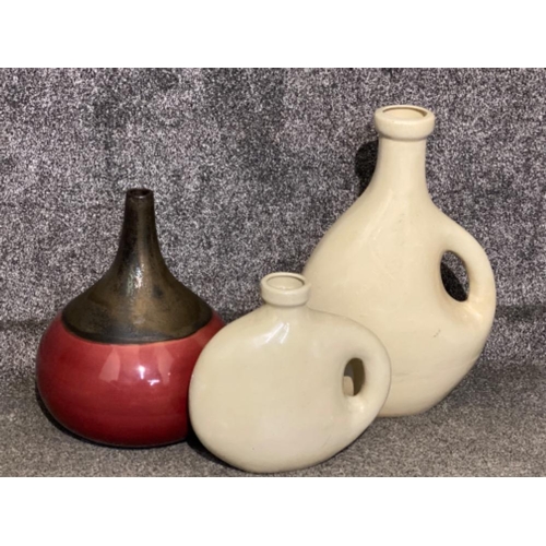 376 - 3x large contemporary vases - Heights 31, 40 & 52cm