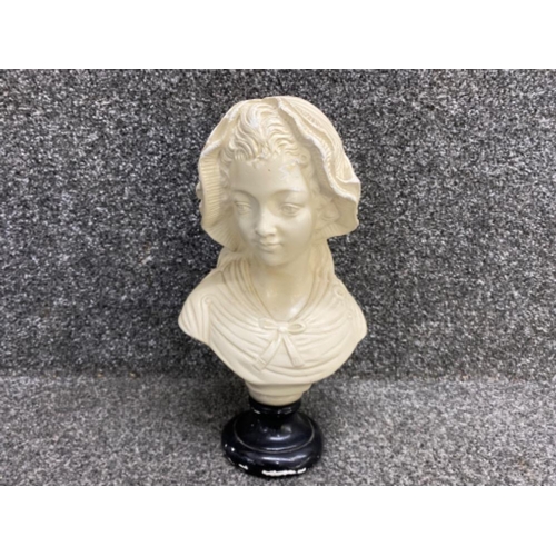 401 - A plaster bust of a young lady - A.Bonnet, height 28cm