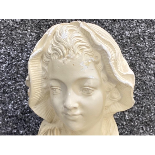 401 - A plaster bust of a young lady - A.Bonnet, height 28cm