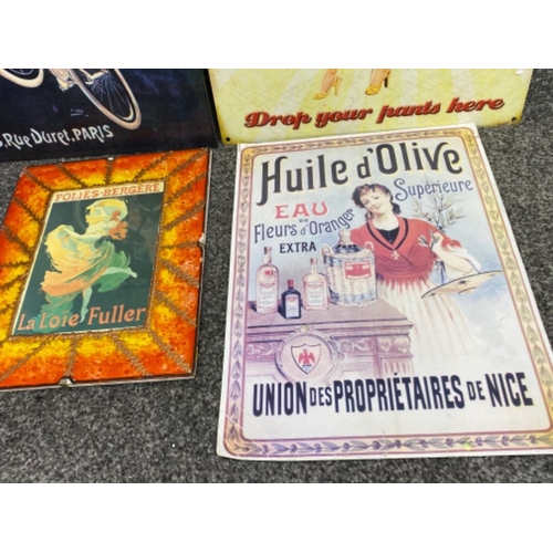 428 - French tin & card advertising pieces