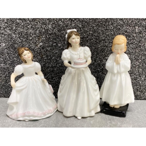 434 - 3x Royal Doulton figured ornaments includes HN 3423 Birthday girl, HN 1978 Bedtime & HN 3635 Amanda ... 