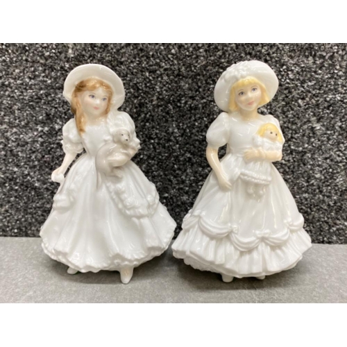 440 - 2x Royal Worcester young girl figurines (with doll & puppy) includes Katie & Lucy, both produced exc... 