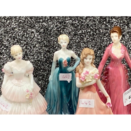 442 - 4x Coalport lady figures includes Cinderellas ball, Queen Charlotte’s ball, summer bouquet & debutan... 