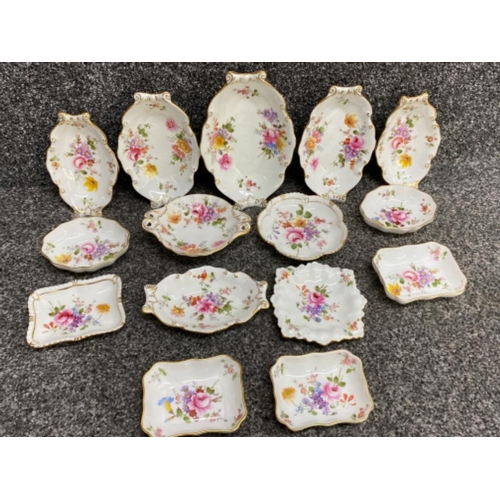 448 - Total of 15 pieces of Royal Crown Derby “posies” small dishes, various shapes & sizes