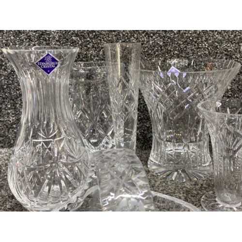 449 - Lot comprising of leaded crystal glass ware (12 items in total) including Edinburgh crystal vases et... 