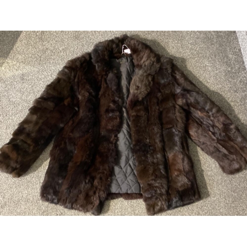 450 - A vintage lady’s brown rabbit (Lapin) fur coat - made in Korea, No 102, size 12