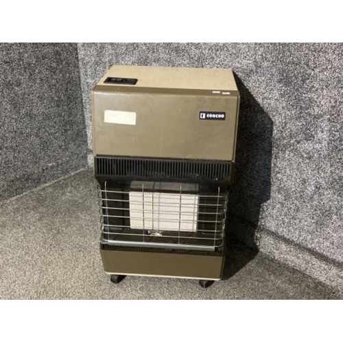 453 - Vintage metal Corcho gas heater with gas cylinder in good working condition