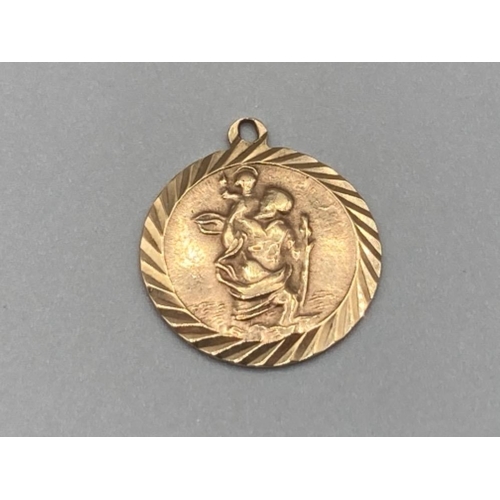 483 - 9ct gold St Christopher pendant 2.2g