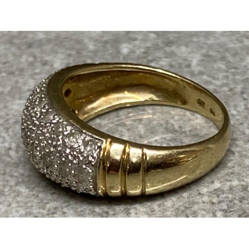 552 - 9ct yellow gold diamond ring - diamonds  .50cts, size L, 4.3G gross