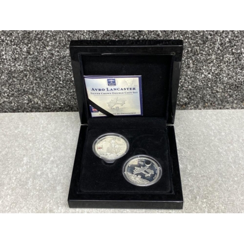 569 - Avro Lancaster silver crown double coin set in presentation case