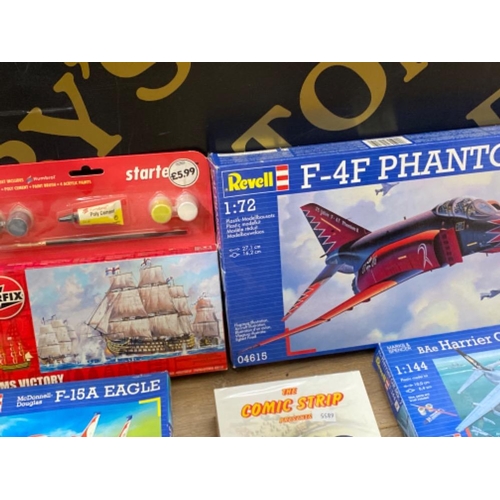 596 - 2x Revell military aircraft models - F-4F phantom II, F-15A Eagle plus one other model plane, also i... 