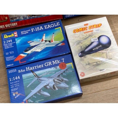 596 - 2x Revell military aircraft models - F-4F phantom II, F-15A Eagle plus one other model plane, also i... 