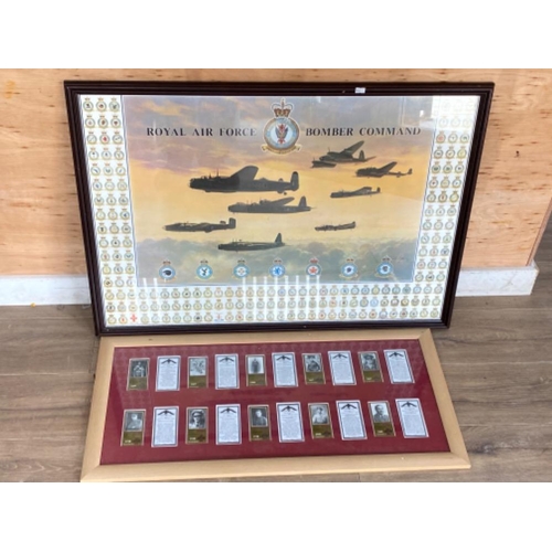 604 - Large framed Royal Air Force poster & framed montage of war heroes