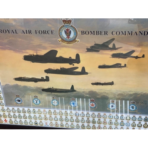 604 - Large framed Royal Air Force poster & framed montage of war heroes