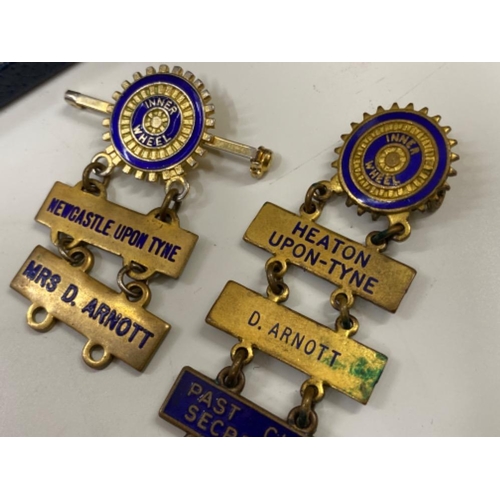 606 - Two inner wheel club medals/badges - Newcastle Upon Tyne plus a past president 1967-68 Rotary intern... 