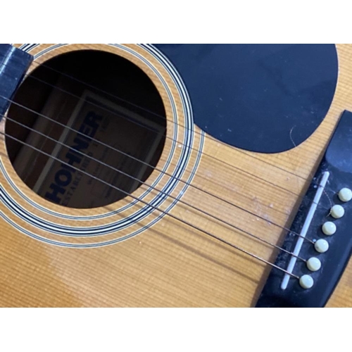 608 - Hohner western series model number MW-400N, natural Korea made dreadnought acoustic guitar