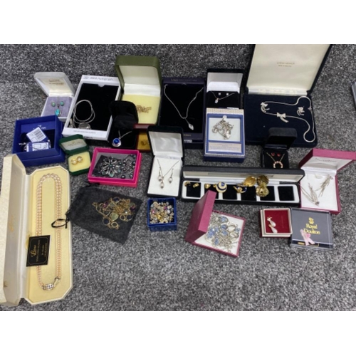 62 - Large quantity of boxed costume jewellery items Including earrings, pendant necklaces, simulated pea... 