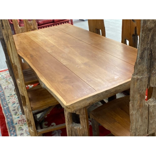 621 - Large solid oak (driftwood) dining table & 6 matching chairs by Living Space, table measurements 224... 