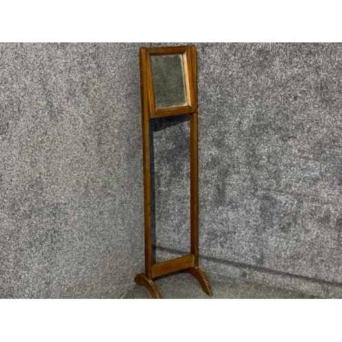 623 - Vintage wooden free standing shaving mirror, Height 138cm