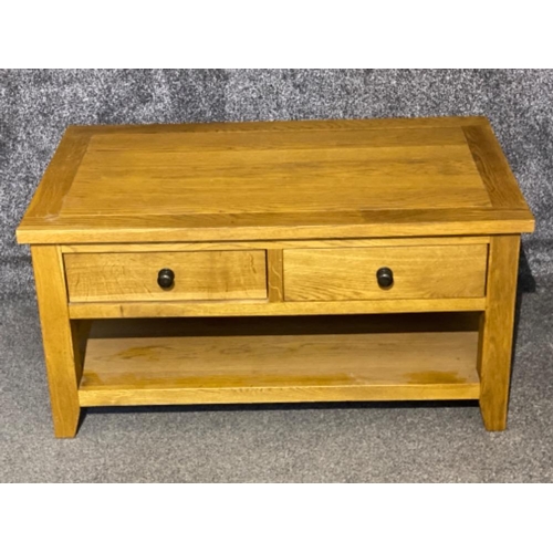 638 - Light oak storage coffee table fitted with 2x drawers, 100x60cm, Height 50cm