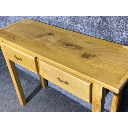 642 - Light oak effect 2x drawer side table - 113x40cm, Height 84cm