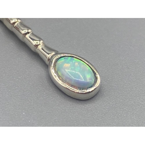 69 - A silver and opal dragon fly pendant necklace, 5.6g