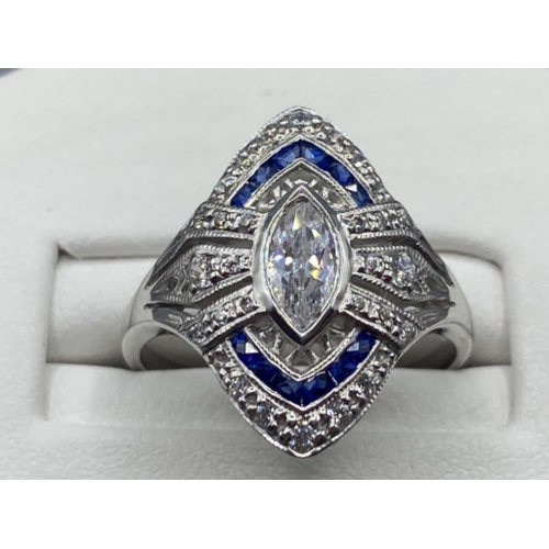 71 - A Silver CZart deco style dress ring