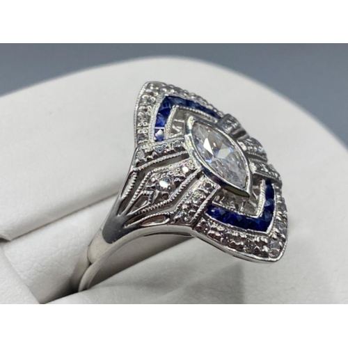 71 - A Silver CZart deco style dress ring