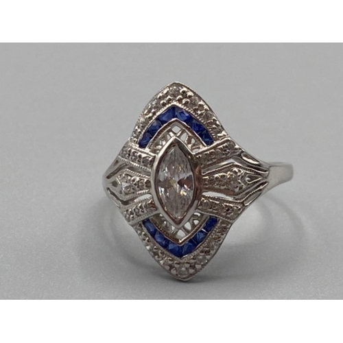 71 - A Silver CZart deco style dress ring