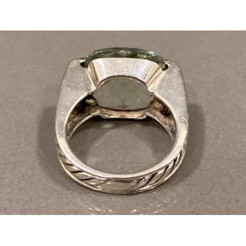 109 - David Yurman designer prasiolite & diamond ring, size M, 10.4g gross (retails at £600)