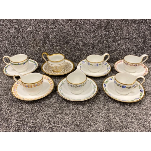 245 - KPM antique various cups and saucers x7 dated 1786-1800