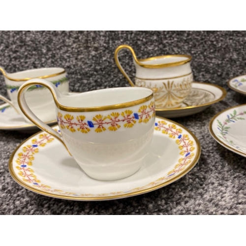 245 - KPM antique various cups and saucers x7 dated 1786-1800