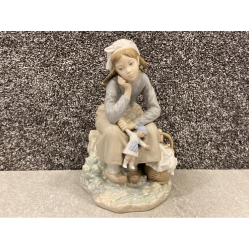 246 - Large Lladro figure 1211 “basket of fun” girl with flowers with doll