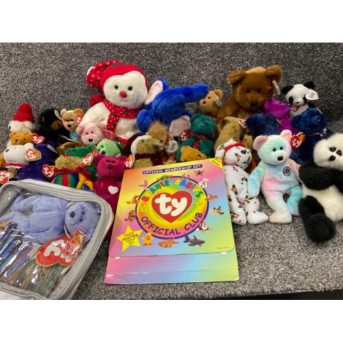 248 - Large collection of TY beanie babies sod toys (mainly bears) plus collectors cards & official member... 