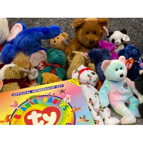 248 - Large collection of TY beanie babies sod toys (mainly bears) plus collectors cards & official member... 