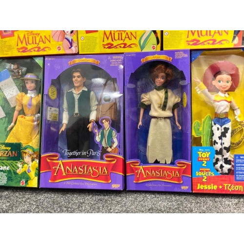 249 - Total of 7 Disney dolls includes “Toy Story 2”Jessie, “Tarzan” Jane, “Anastasia” Dimitri & Anya plus... 