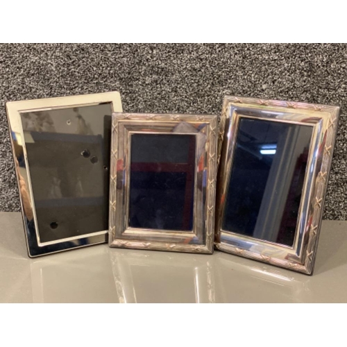 27 - 3x vintage Silver plated picture frames (2x matching)