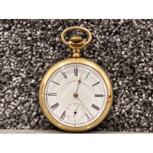 30 - Gents gold American Waltham pocket watch (tests at 12k)