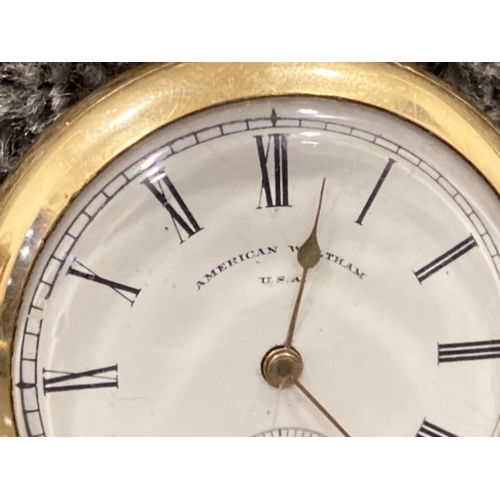 30 - Gents gold American Waltham pocket watch (tests at 12k)