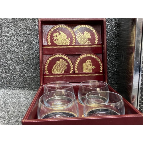 33 - Set of 6 Edinburgh lead crystal wine glasses with original box & Swedish royal court set of 4 with o... 