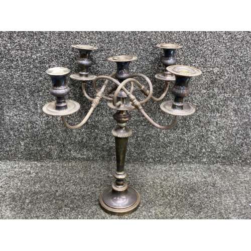 46 - Large vintage silver plated 5 arm candelabra, height 45cm