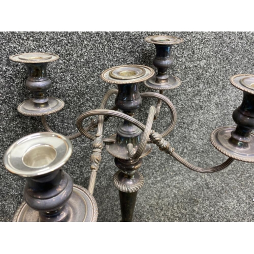 46 - Large vintage silver plated 5 arm candelabra, height 45cm