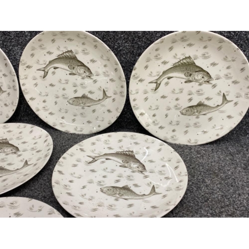 51 - Total of 6 Sea-Farer fish plates by Johnson Bros