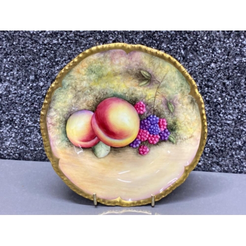 54 - Royal Worcester hand painted fruit study plate - 15cm diameter signed by the artist 
S Roberto.