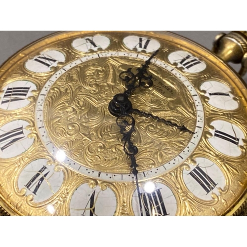 7 - Vintage “Ernest Botel & Co” gilt pocket watch with 8 day movement & Alarm